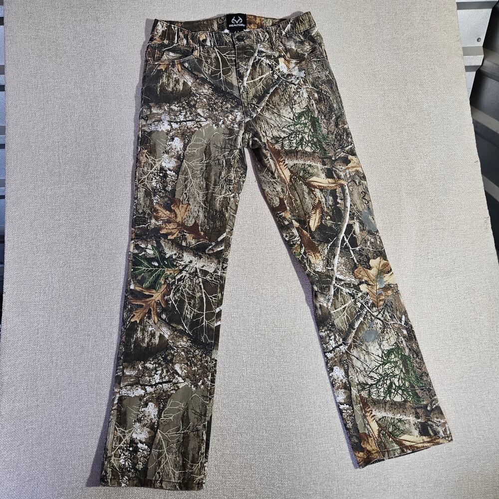 Realtree Camo Pants Mens Small Distressed Hunting Outdoor Paint Stain